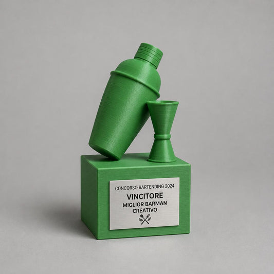 Trofeo Barista, cocktail premio divertente per barman barlady mixology statuetta regalo con jigger e boston