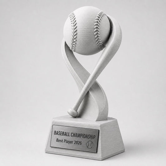 Trofeo baseball personalizzato in stampa 3D premio baseball baseball trophy, award miglior giocatore, trofeo sportivo PLA, targa ABS acciaio
