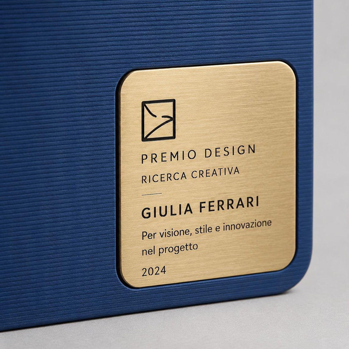 Placca quadro Aziendale Minimalista in Stampa 3D e Acciaio Spazzolato | Trofeo di Riconoscimento Personalizzato Moderno | Premio Leadership