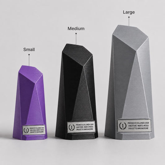 trofeo in stampa prisma geometrico con abs acciaio Personalizzato - Design Unico, Regalo Aziendale Moderno Trofeo