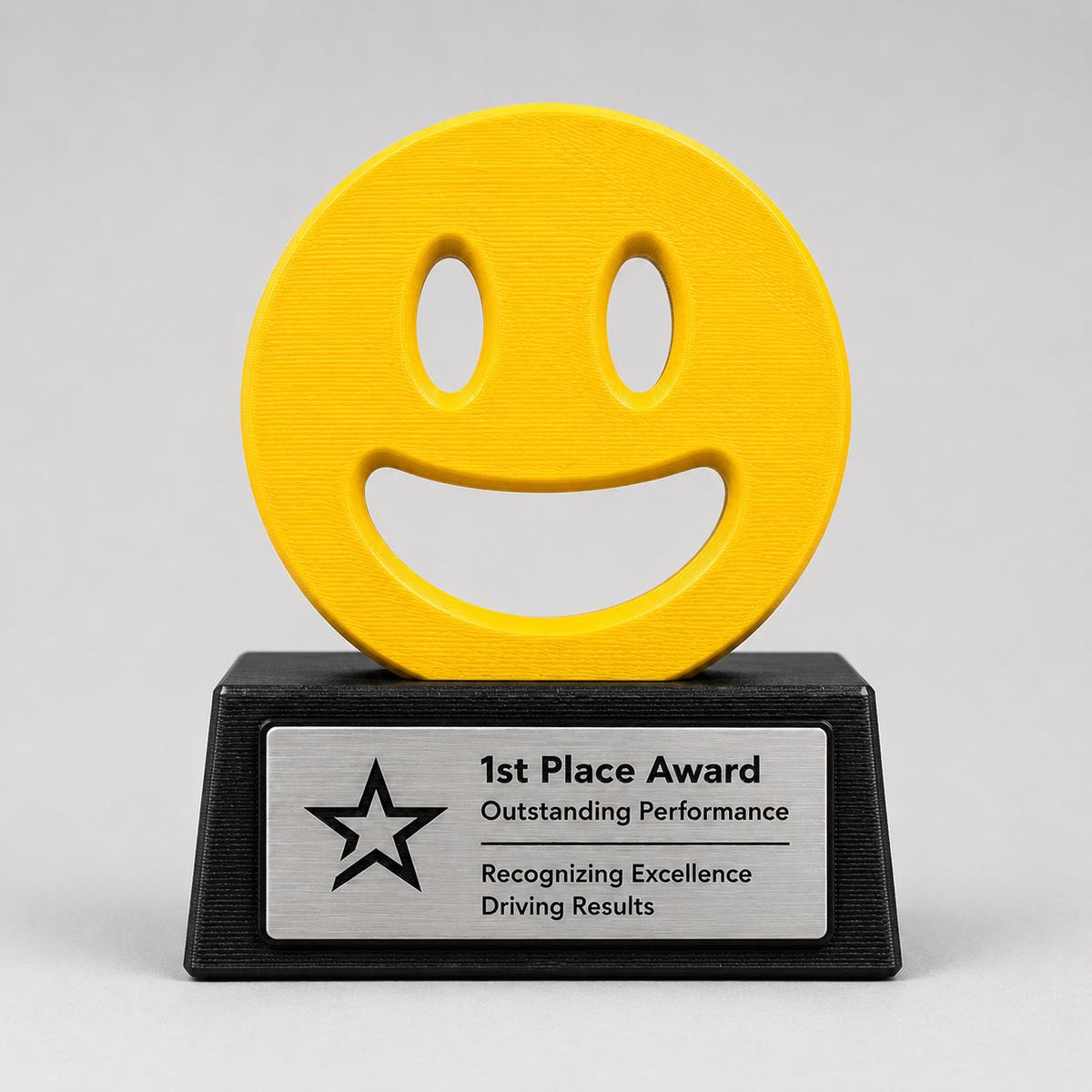Trofeo Smile Personalizzato in Stampa 3D, Premio Podio 1 2 3 Posto, Faccina Sorridente Colorata, Riconoscimento Aziendale e Risorse Umane