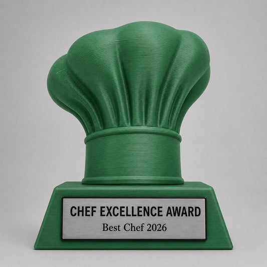 Trofeo Chef Personalizzato in Stampa 3D, Premio Cucina e Pasticceria, Gara Gastronomica e Contest Culicario, Regalo per Cuoco con Targhetta