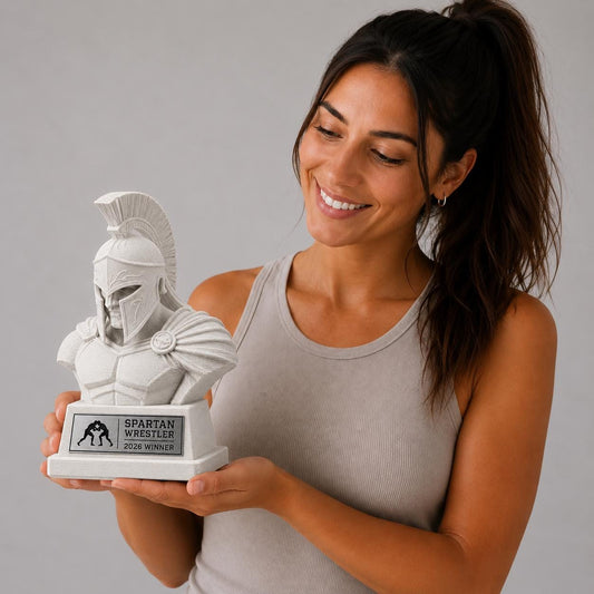Trofeo Guerriero Spartano nero Personalizzato Stampa 3D, Busto Greco, Premio Arti Marziali Lotta, Regalo Palestra Crossfit e Bodybuilding