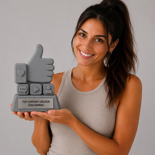Trofeo Social Media Personalizzato in Stampa 3D Premio Like Content Creator Riconoscimento Influencer Youtube TikTok Twitch Regalo Marketing