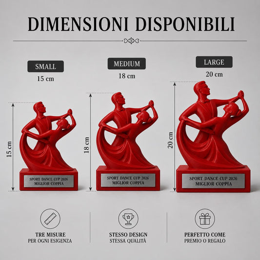 Trofeo Danza Sportiva Personalizzato - Statuetta Ballo di Coppia Stampata Premio Gara e Competizione Danze Standard 2026