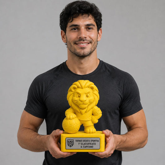 Regalo Capitano Calcio, Statuetta Trofeo Leone con Fascia e Pallone, Decorazione 3D Leader Squadra, Premio Primo Classificato Il Capitano