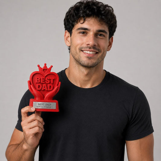 Trofeo Best Dad Personalizzato - Statuetta Cartoon Stampata 3D MIGLIOR PAPA' - Regalo Festa del Papà, Compleanno - Base acciaio Incisa