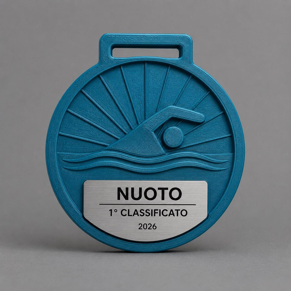 Set 50 pezzi Medaglia Nuoto Personalizzata 3D con Targhetta Acciaio | Premio Gara Piscina | Trofeo Sportivo | LaserAwards