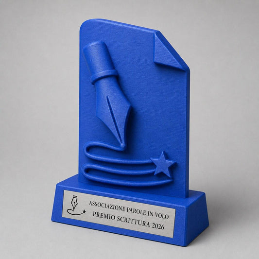 Trofeo Scrittura Creativa Personalizzato, Premio Concorso Letterario con Logo e Targhetta Acciaio