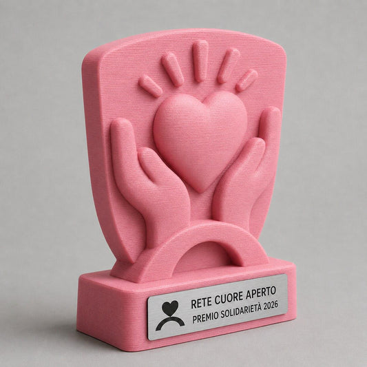 Trofeo Solidarietà Personalizzato, Premio Associazione Benefica e Raccolta Fondi con Logo e Targhetta Acciaio