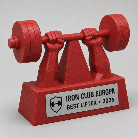 Trofeo Powerlifting 3D Personalizzato, Premio Best Lifter e Pesistica con Logo e Targhetta Acciaio