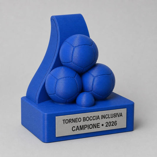 Trofeo Boccia Paralimpica 3D Personalizzato, Premio Torneo Inclusivo con Logo e Targhetta Acciaio