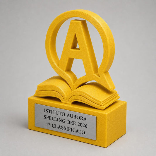 Trofeo Spelling Bee Scolastico Personalizzato, Premio Gara di Inglese per Scuole con Logo e Targhetta