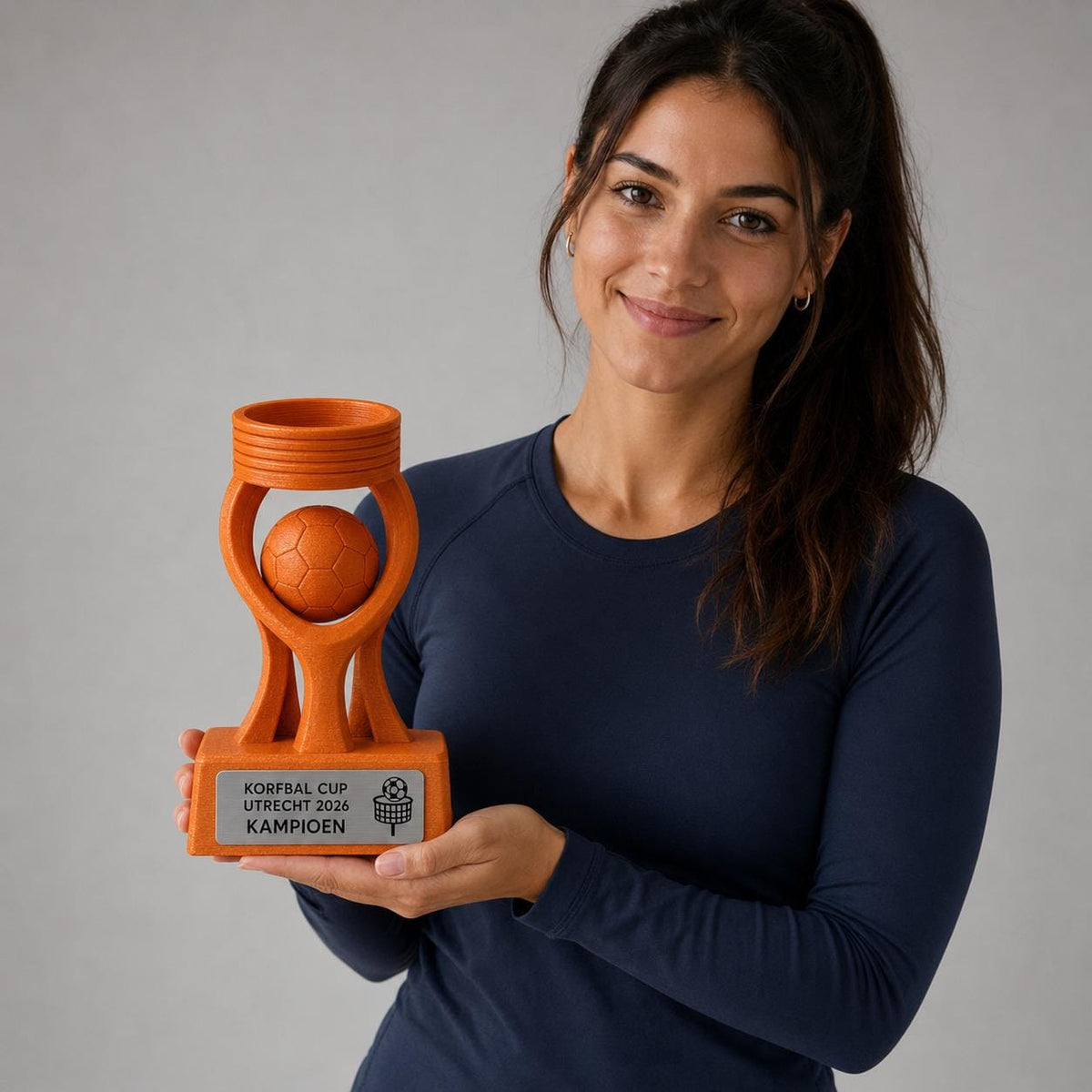 Trofeo Korfbal Personalizzato con Canestro e Palla, Premio Korfball per Tornei, Club e Squadre con Logo e Targhetta