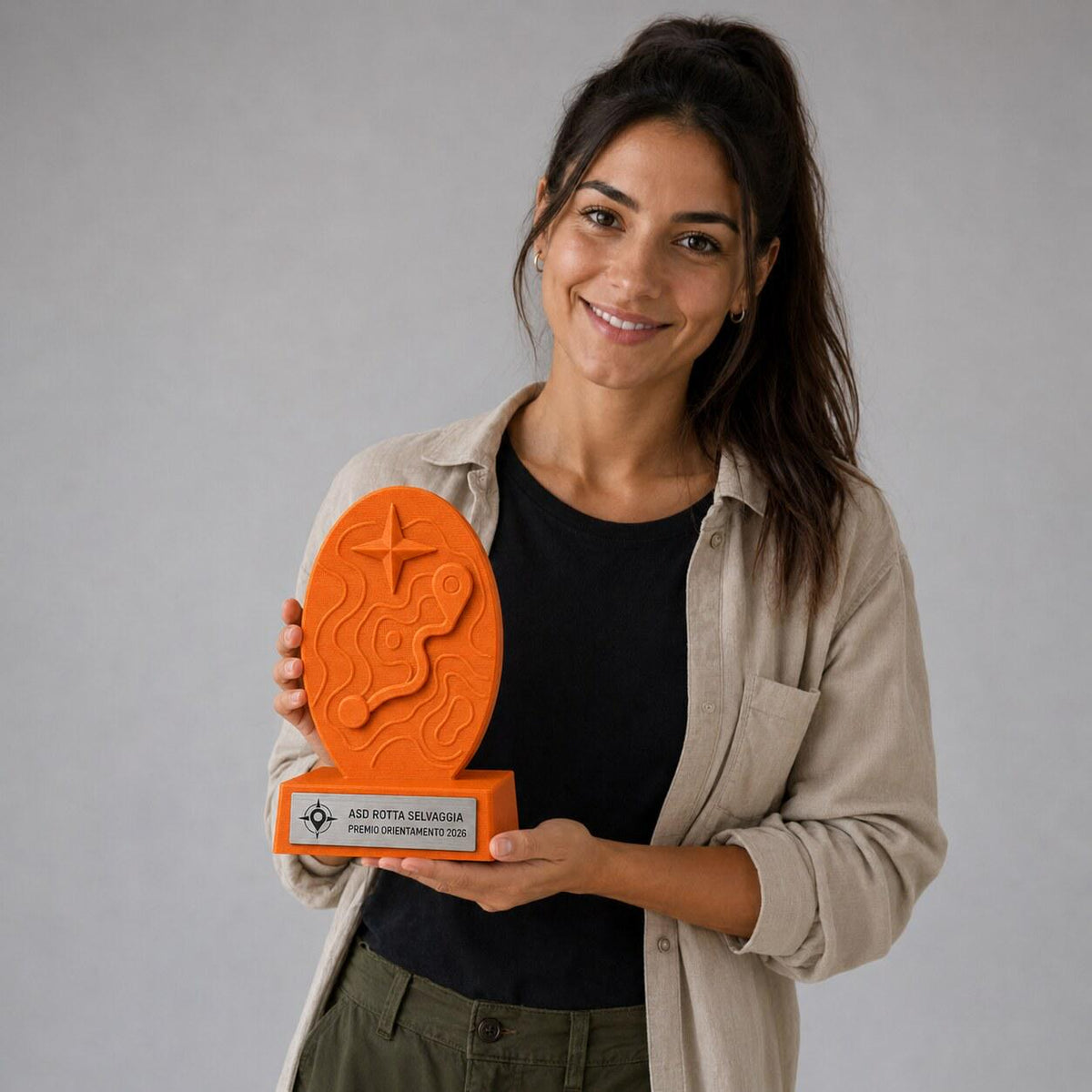 Trofeo Orienteering Personalizzato, Premio Corsa d’Orientamento con Logo e Targhetta Acciaio