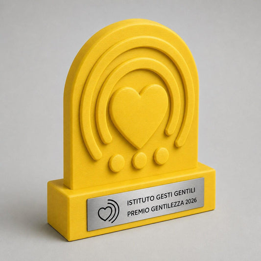 Trofeo Gentilezza Personalizzato, Premio Scolastico per Empatia e Buon Compagno con Logo e Targhetta Acciaio