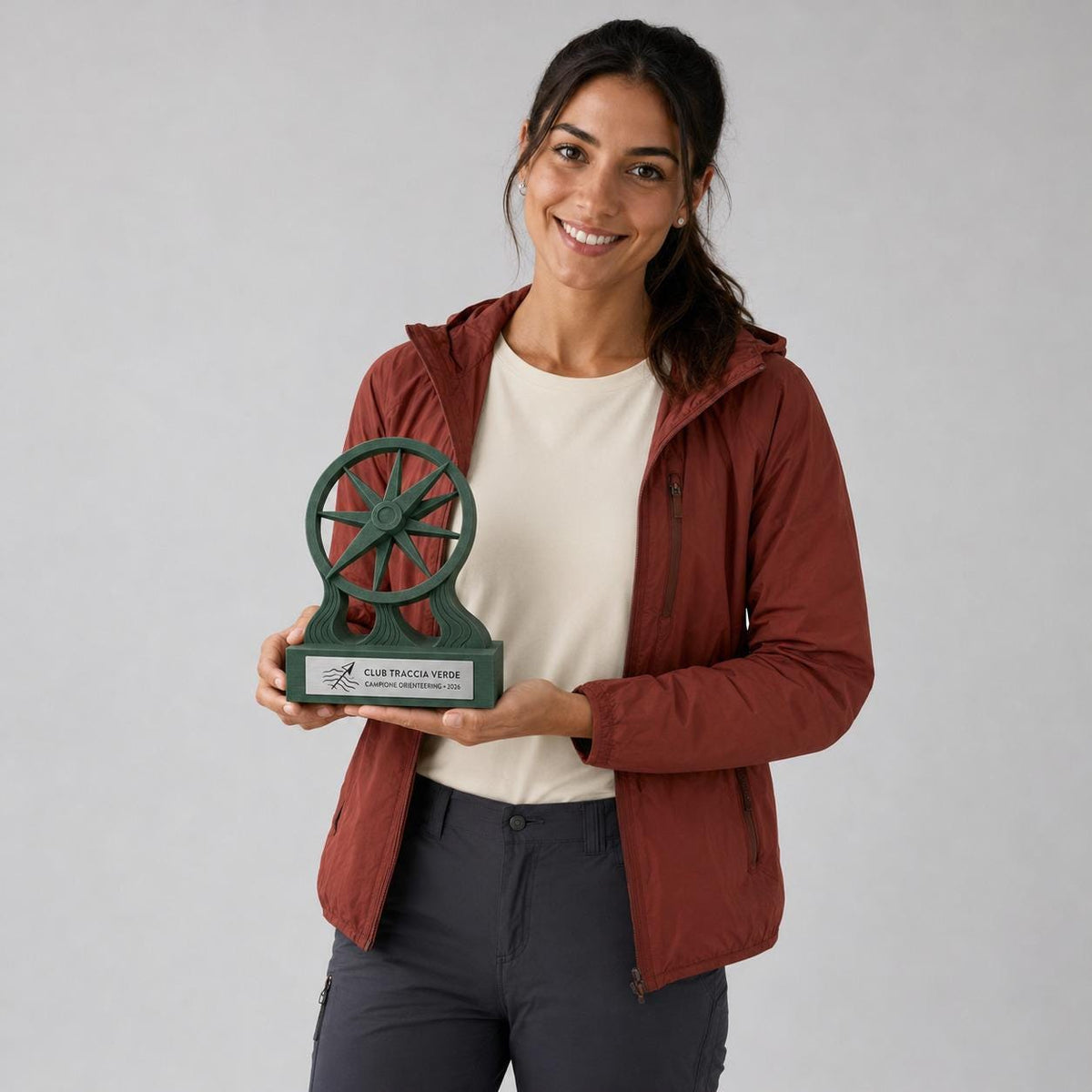 Trofeo Orienteering 3D Personalizzato, Premio Gara con Bussola, Logo e Targhetta Acciaio
