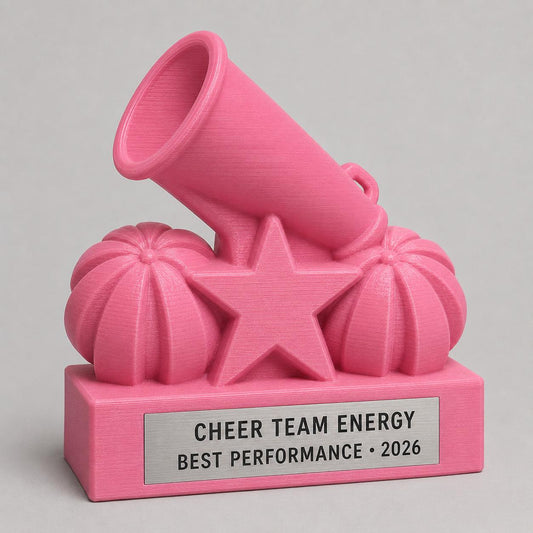 Trofeo Cheerleading 3D Personalizzato, Premio Squadra e Gara con Logo e Targhetta Acciaio
