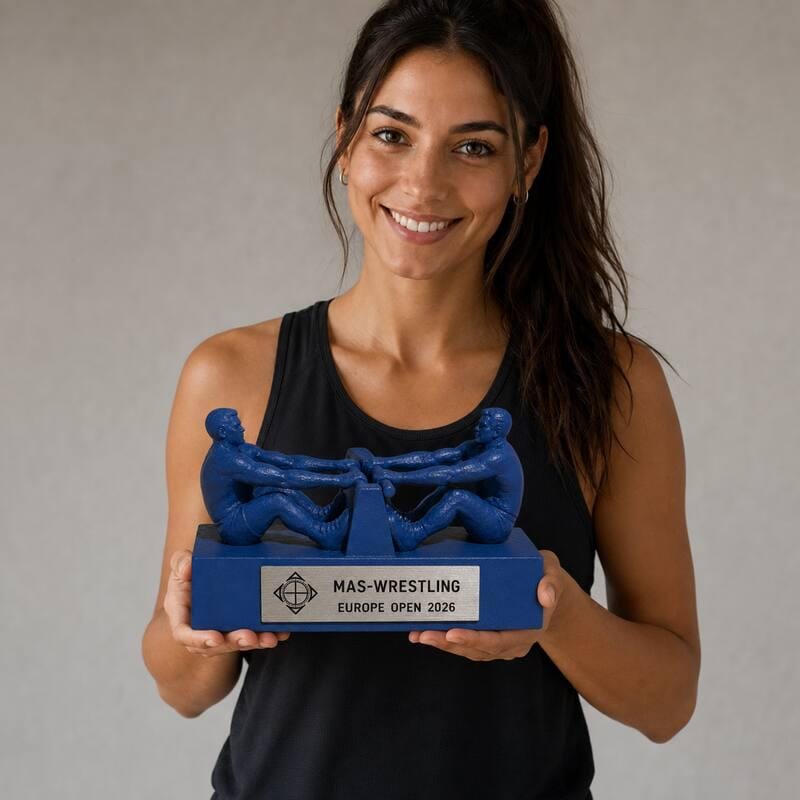 Trofeo Mas-Wrestling Personalizzato, Premio Sportivo per Gare, Club e Atleti con Logo e Targhetta Incisa