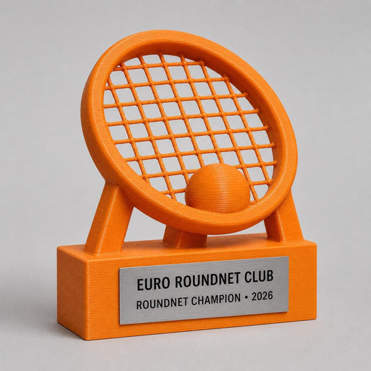 Trofeo Roundnet 3D Personalizzato, Premio Torneo per Club e Squadra con Logo e Targhetta Acciaio