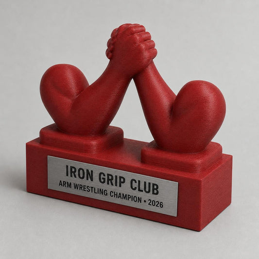 Trofeo Braccio di Ferro 3D Personalizzato, Premio Arm Wrestling per Torneo con Logo e Targhetta Acciaio