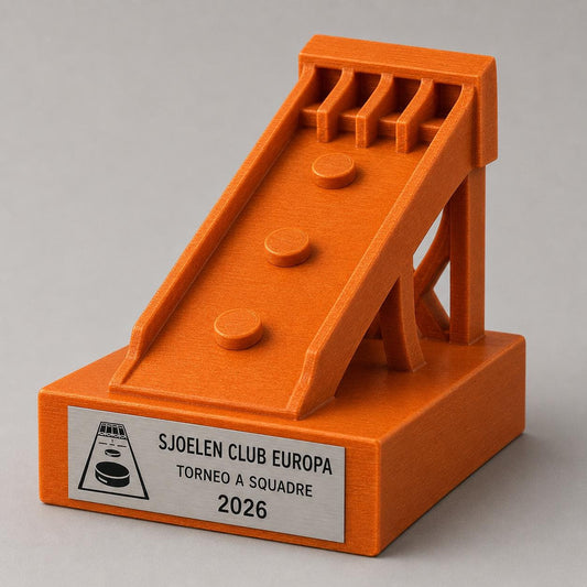 Trofeo Shuffleboard Personalizzato con Pista e Dischi, Premio Sjoelen per Tornei, Club e Squadre con Logo e Targhetta