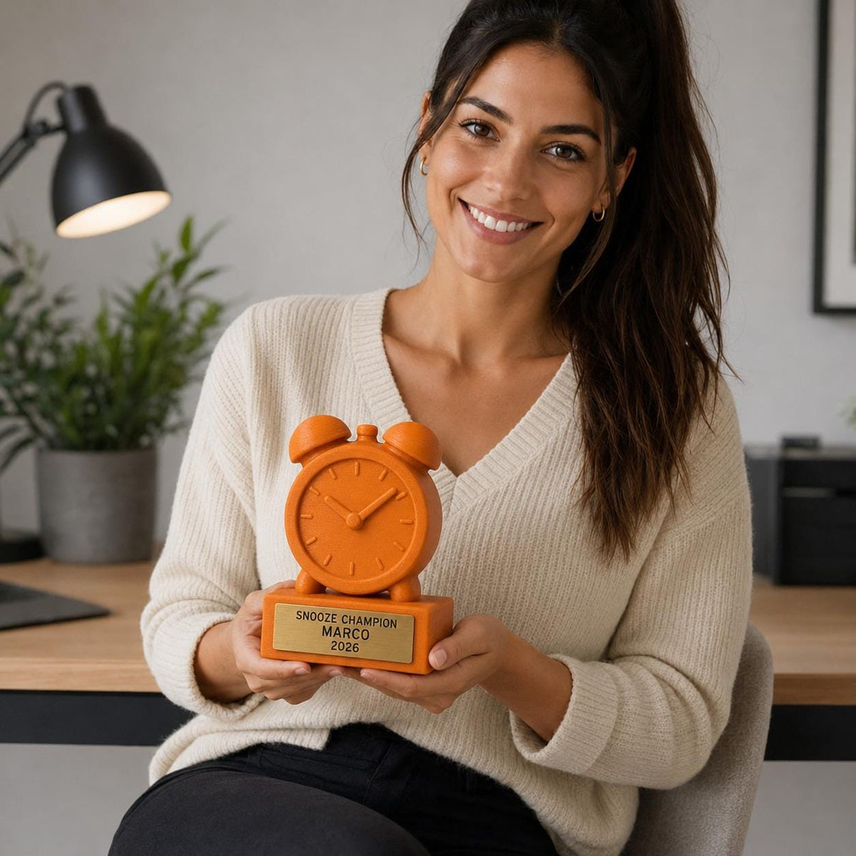 Trofeo Campione della Sveglia Rimandata Personalizzato, Regalo Divertente per Amico, Collega, Coinquilino o Dormiglione