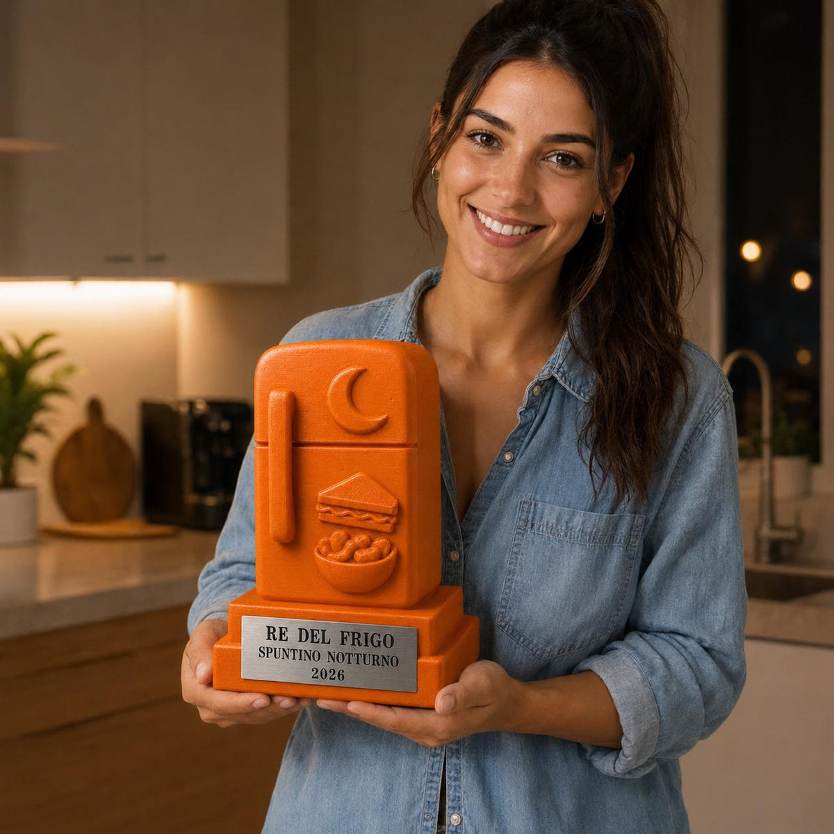 Trofeo Re del Frigo Notturno Personalizzato, Regalo Divertente per Amico, Collega, Coinquilino o Snack Lover