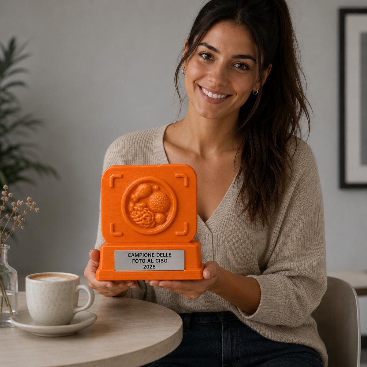 Trofeo Campione delle Foto al Cibo Personalizzato, Regalo Divertente per Amico, Collega, Foodie o Appassionato di Cucina
