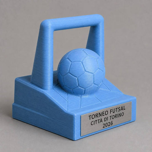 Trofeo Futsal Personalizzato, Premio Calcio a 5 con Porta e Pallone 3D per Tornei, Club e Scuole