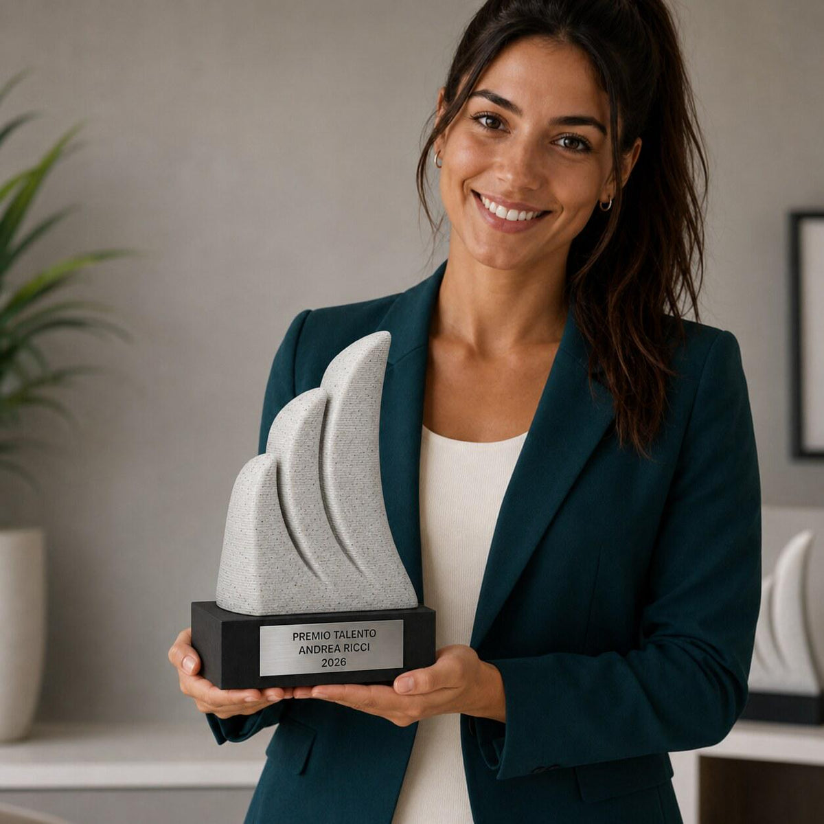 Trofeo Astratto Effetto Pietra Slancio Personalizzato, Premio Aziendale Talento e Successo, 15 18 o 22 cm
