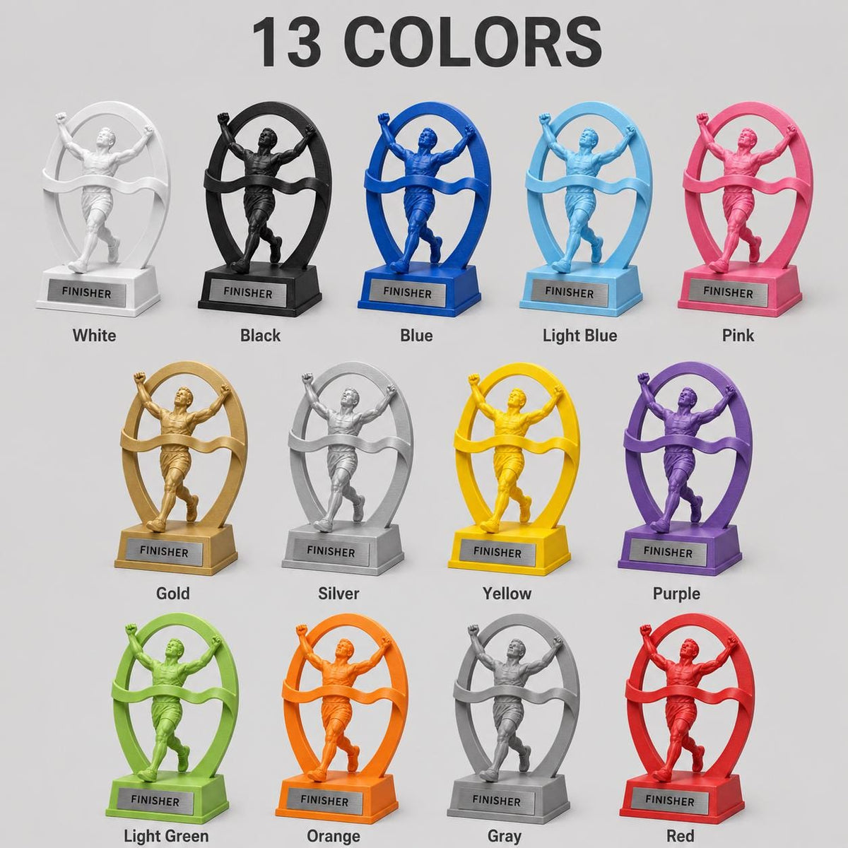 Trofeo Running Traguardo Vittorioso Personalizzato, Premio Finisher per Gare, Club e Squadre, 15 18 o 22 cm