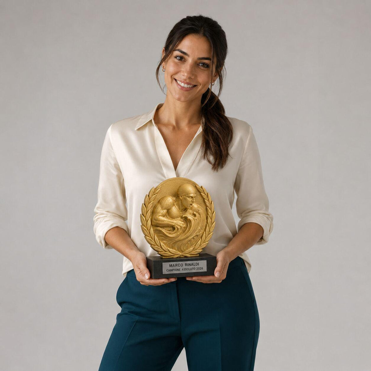 Trofeo Premium Nuotatore del Trionfo Personalizzato – Premio Nuoto e Vittoria, 28 o 38 cm, Stampa 3D PLA