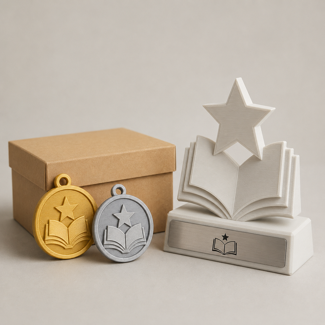 Trofeo e medaglie personalizzate per premi di fine anno scolastico