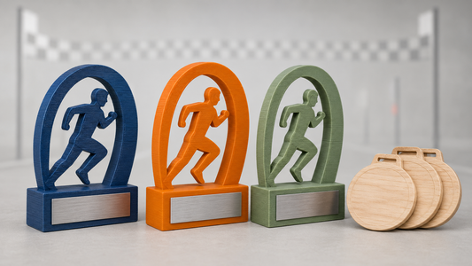 Trofei personalizzati e medaglie finisher in legno per maratona e mezza maratona