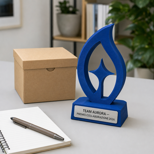 Trofeo aziendale personalizzato per premiazione di un piccolo team