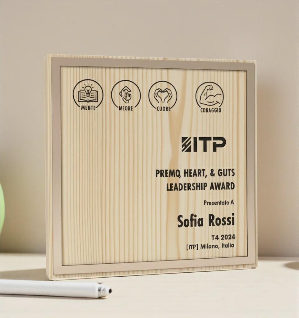 Trofeo in legno quadrato oro rosa ecosostenibile , premio quadrato personalizzato abbinato a cornice flessibile in ottone, targa green