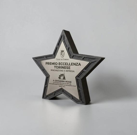 trofeo in stampa 3d a forma di stella con abs acciaio Personalizzato - Design Unico, Regalo Aziendale Moderno Trofeo "Stella dell'Eccellenza