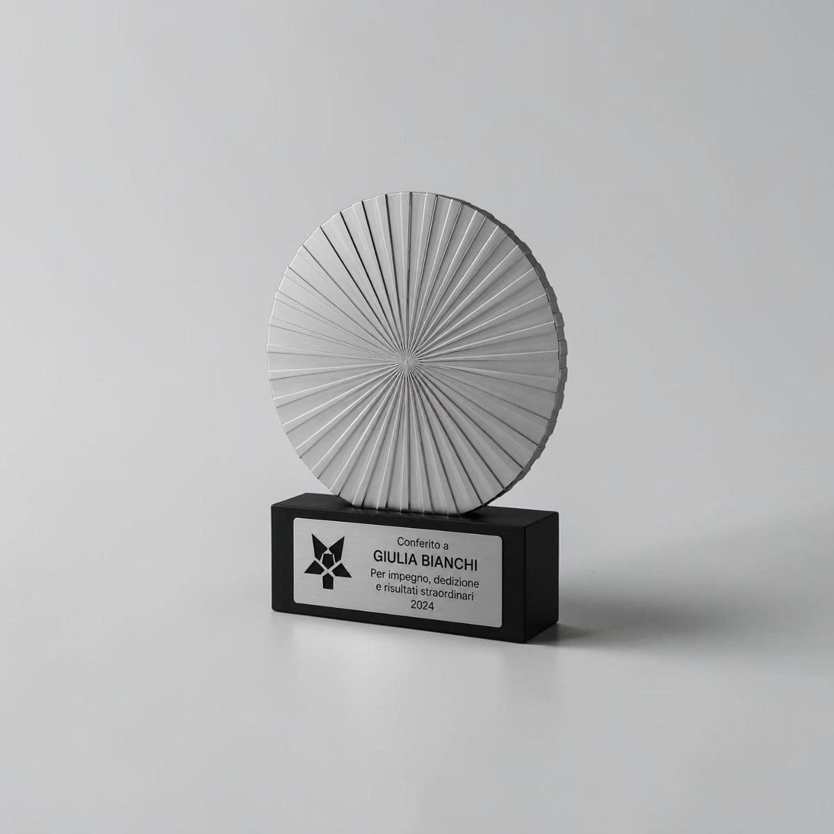 Premio Trofeo Aziendale di Design Minimalista Trofeo Geometrico "Sunburst" Premio per Risultati Straordinari e Dedizione