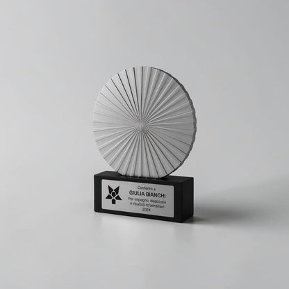 Premio Trofeo Aziendale di Design Minimalista Trofeo Geometrico "Sunburst" Premio per Risultati Straordinari e Dedizione