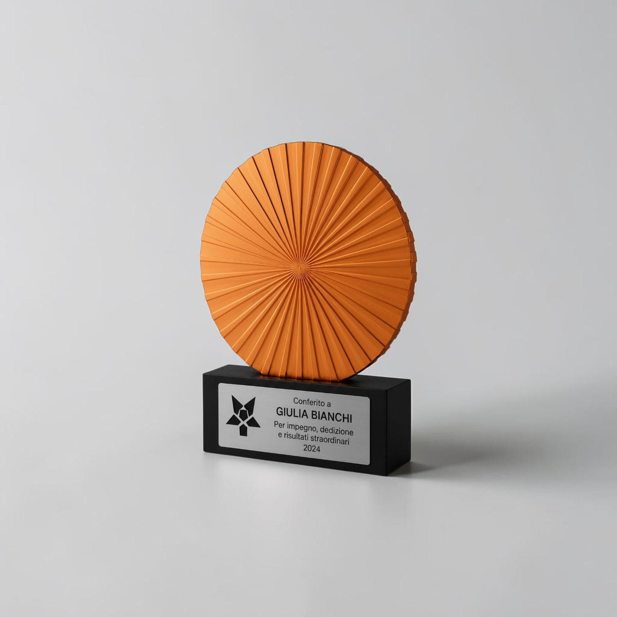 Premio Trofeo Aziendale di Design Minimalista Trofeo Geometrico "Sunburst" Premio per Risultati Straordinari e Dedizione