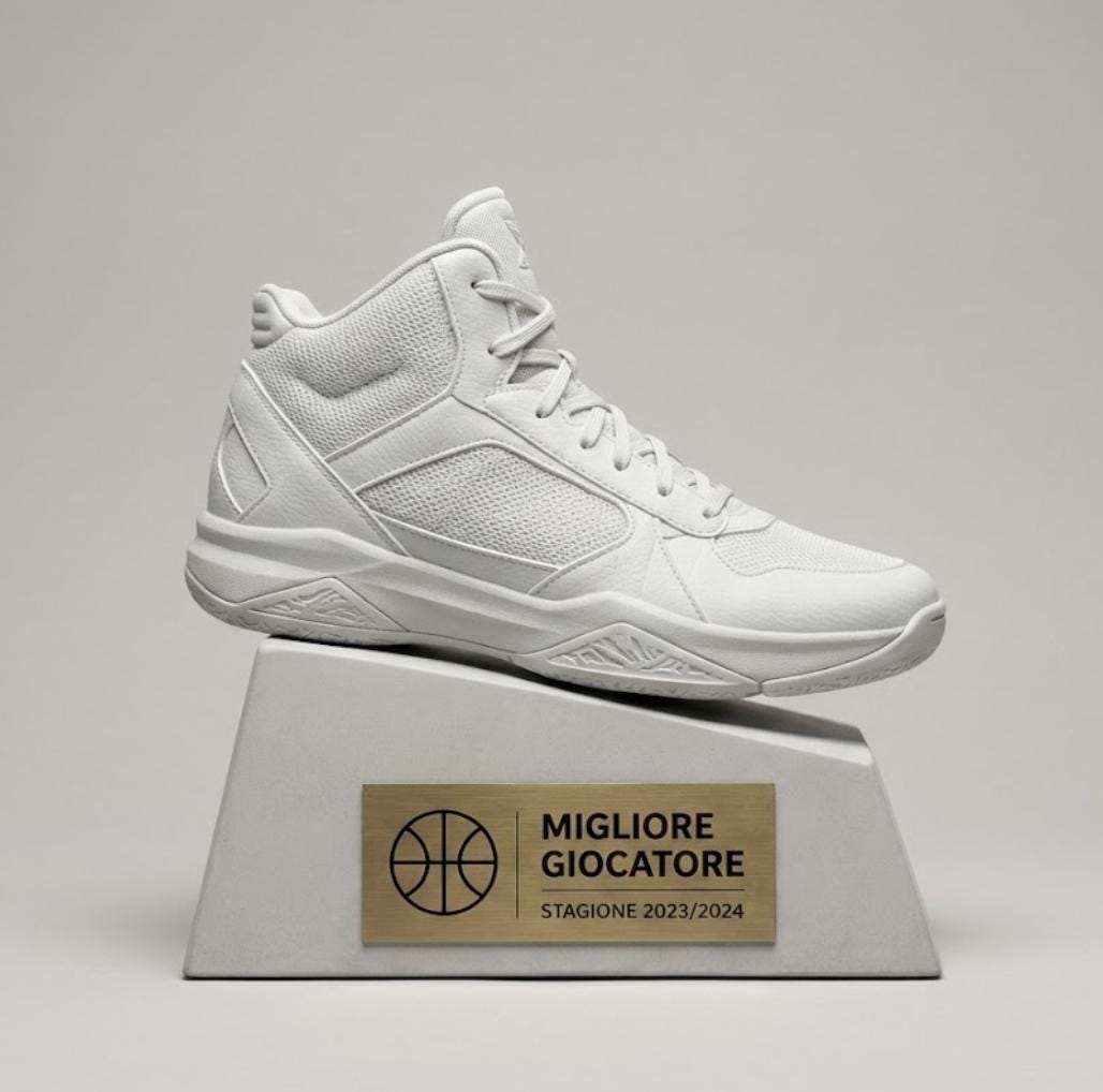 Trofeo Scarpa da Basket Personalizzato 3D - Premio Miglior Giocatore Torneo - Regalo Sportivo Moderno trofeo sneakers da pallacanestro