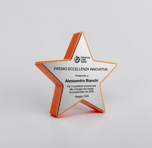 Premio Eccellenza Innovativa - Star Award. targhetta in acciaio premio a forma di stella Premio per Eccellenza Innovativa e Riconoscimento