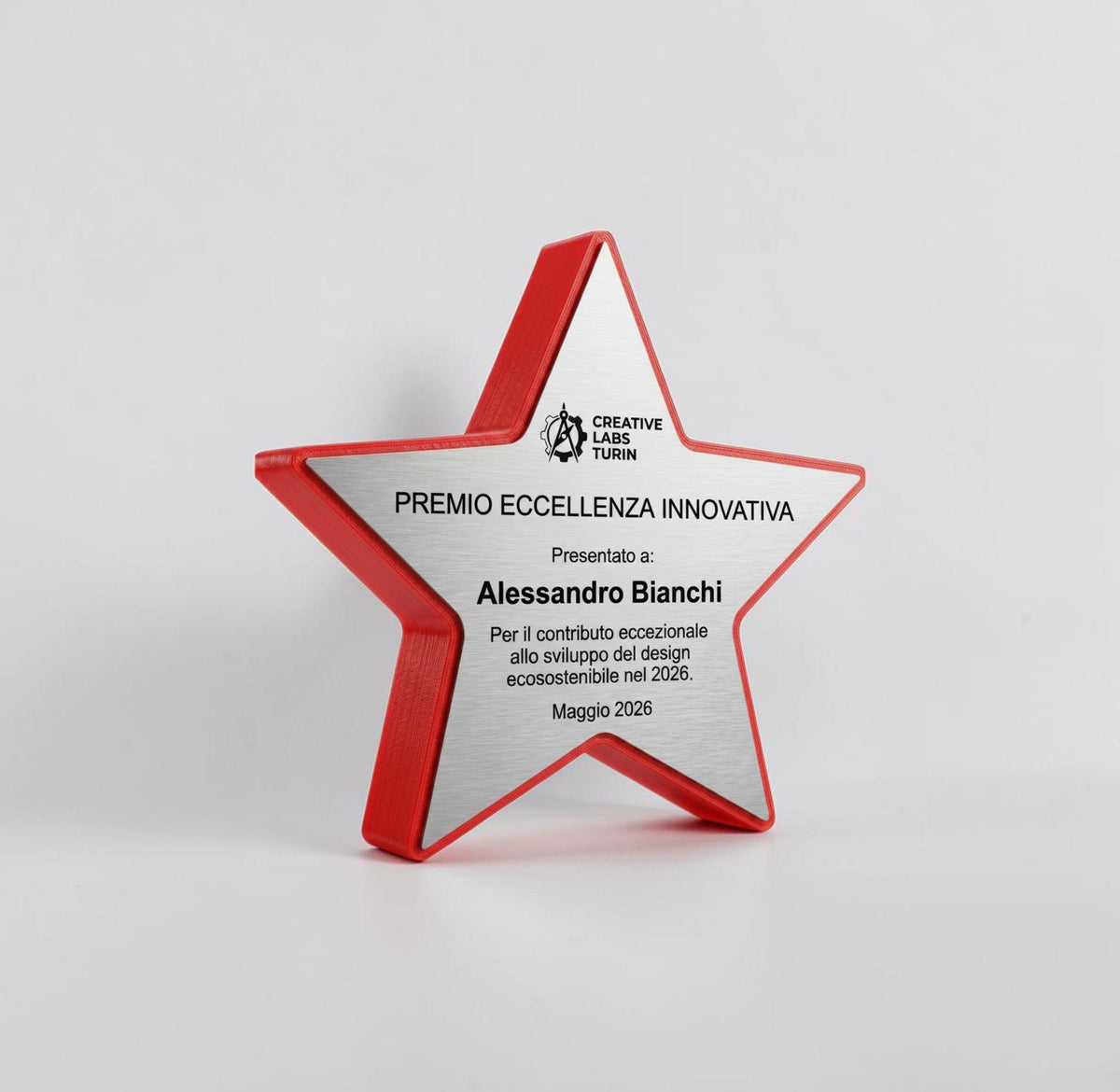 Premio Eccellenza Innovativa - Star Award. targhetta in acciaio premio a forma di stella Premio per Eccellenza Innovativa e Riconoscimento