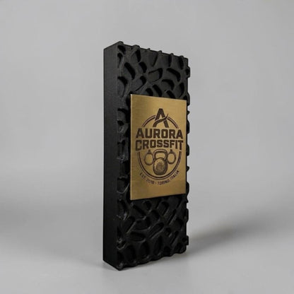 Targa premio Bianca rettangolare di Design Parametrico Personalizzabile – Scultura Voronoi in PLA e Targa in abs Metallo Spazzolato