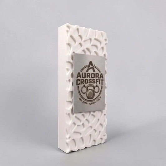 Targa premio Bianca rettangolare di Design Parametrico Personalizzabile – Scultura Voronoi in PLA e Targa in abs Metallo Spazzolato