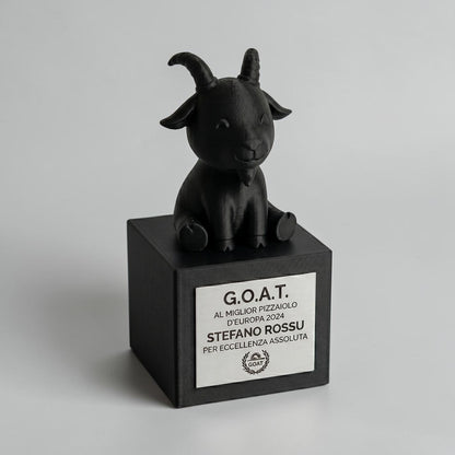 Trofeo G.O.A.T in pla - Premio GREATEST of all TIME - Regalo Simpatico per amici Cucina - Statuetta Capra mvp most valuable player