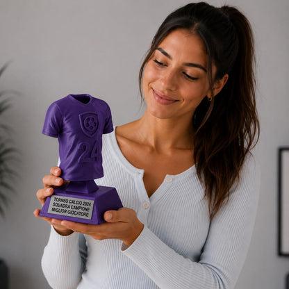 Trofeo Maglietta Calcio Personalizzato - Premio Squadra Campione Stampa 3D - Statuetta Divisa Calciatore - Torneo calcetto