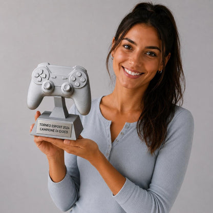 Trofeo Controller Gaming Personalizzato - Premio eSports Stampa 3D - Statuetta Joystick per Tornei Videogiochi - Regalo Gamer Originale