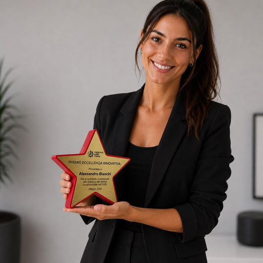Premio Eccellenza Innovativa Star Award Stile Low-Poly Design targhetta in abs effetto oro spazzolato stella 3d premiazione personalizzata